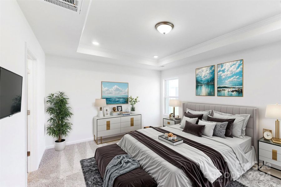 Owners bedroom shown with virtual staging