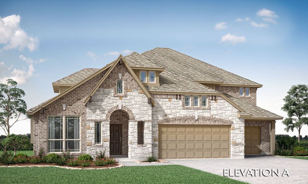 Elevation A. 4,065sf New Home in Desoto, TX