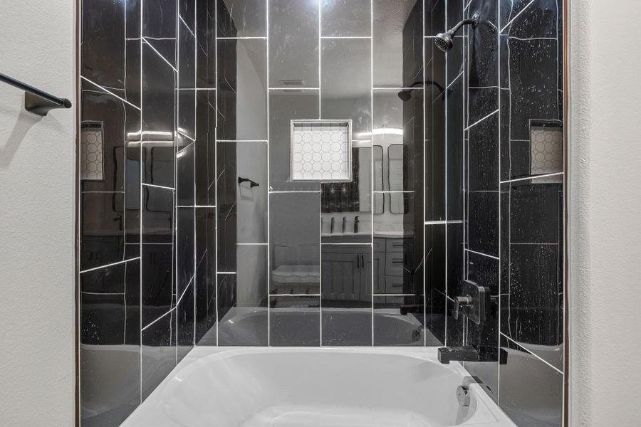 Beautiful Black Large tile design for Master Bathroom- Full Bath