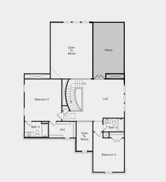 Structural options include: gourmet kitchen, shower at bathroom 2, media room, slide in tub at owner's bath, covered outdoor living, and study in lieu of flex.