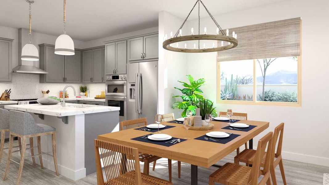 Dining Room to Kitchen | Cottonwood | Sunrise - Canyon Series | Surprise, AZ | Landsea Homes
