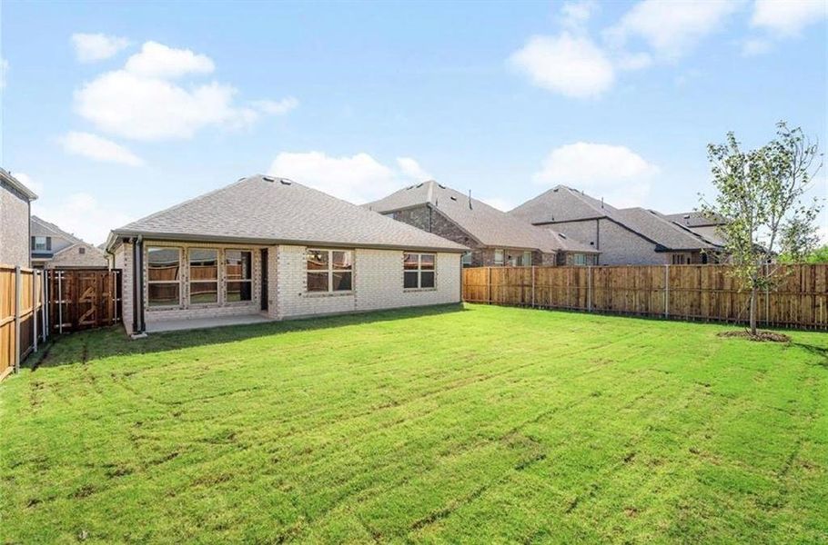 Back of property featuring Covered Patio and Large Backyard