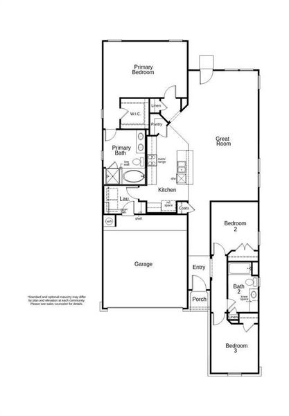 This floor plan features 3 bedrooms, 2 full baths, and over 1,600 square feet of living space