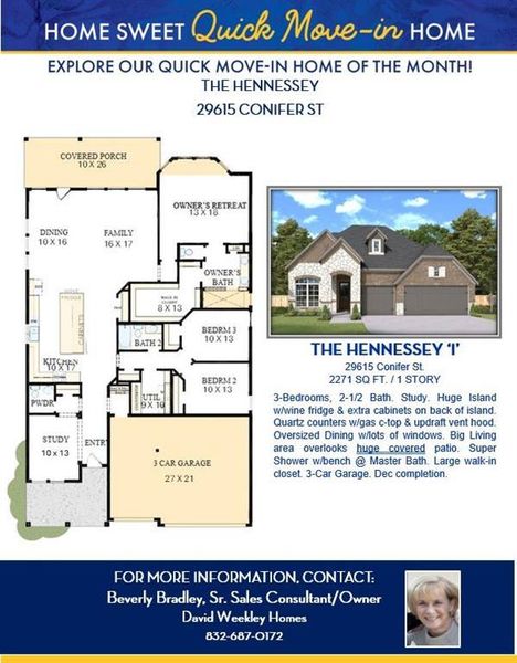 The Hennessey plan lives 'big' and fits all lifestyles with its high ceilings and open design!