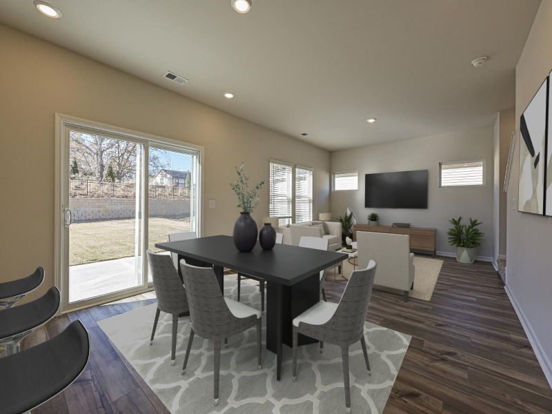 A dining area offers the perfect place for meals with friends and family.