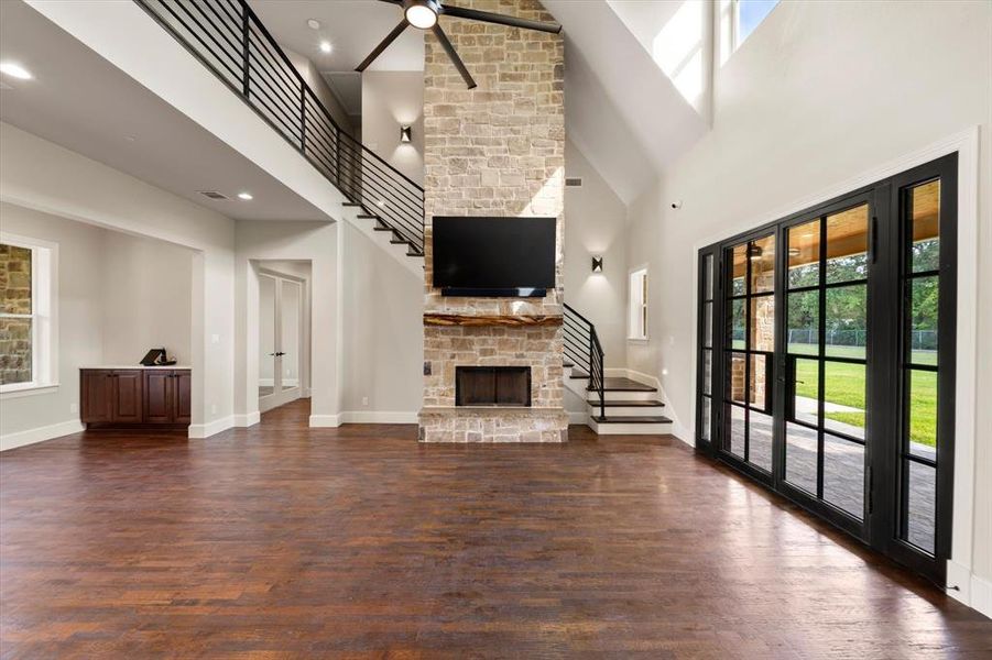 Stone Fireplace with gas starter