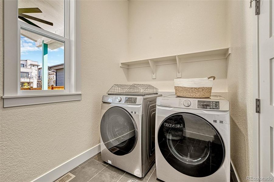 The laundry room completes the main level and is conveniently located near the garage. With tile flooring, plenty of space and shelving, this room is ready to tackle any mess that nay come your way!