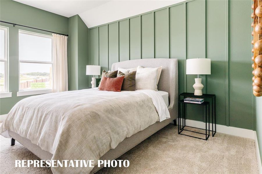 Nicely sized secondary bedrooms can be found in all of our homes in the Enclave at Chadwick Farms.  REPRESENTATIVE PHOTO OF MODEL HOME