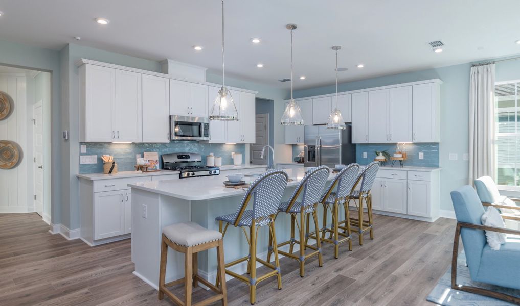 Breakfast bar in gourmet kitchen