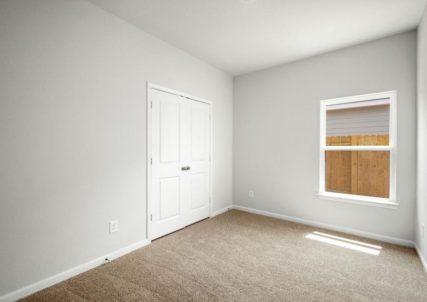 The secondary bedrooms has carpet.