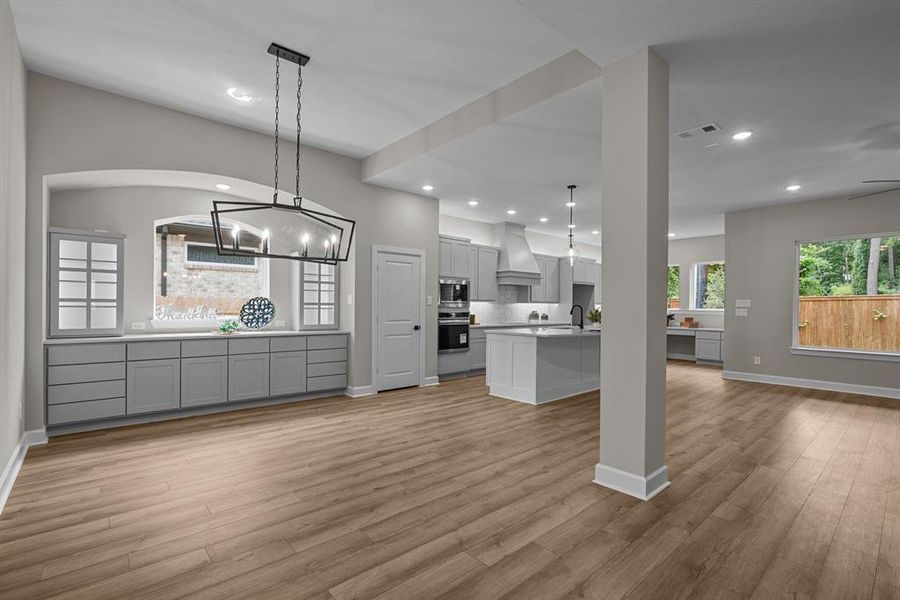 Large Dining area with built in cabinets!