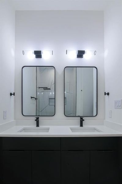 Bathroom with a shower and vanity