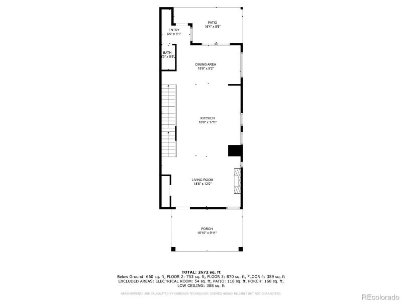 Main level floor plan with approximate dimensions