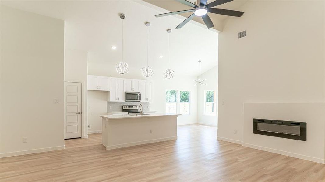 View of kitchen/dining area from the living room