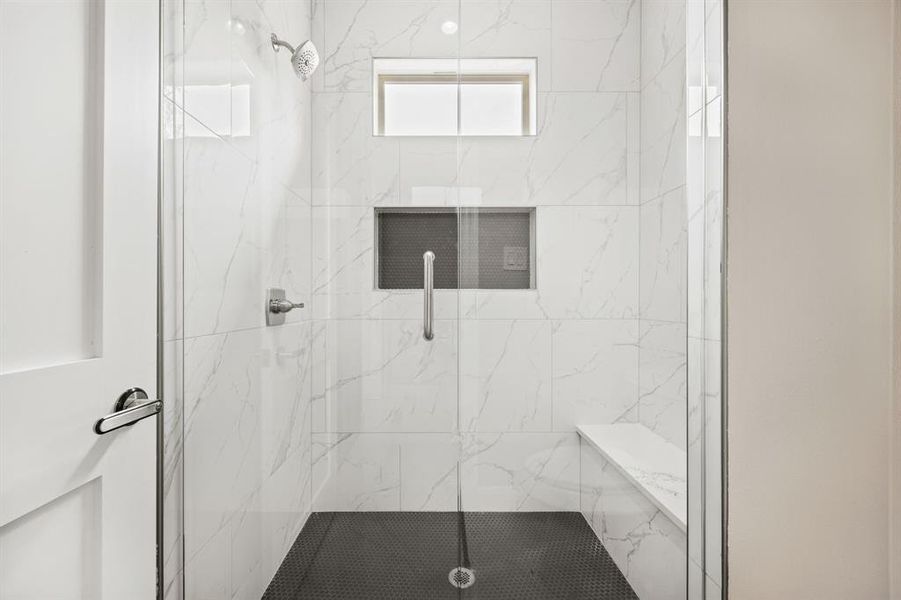 Bathroom with an enclosed shower