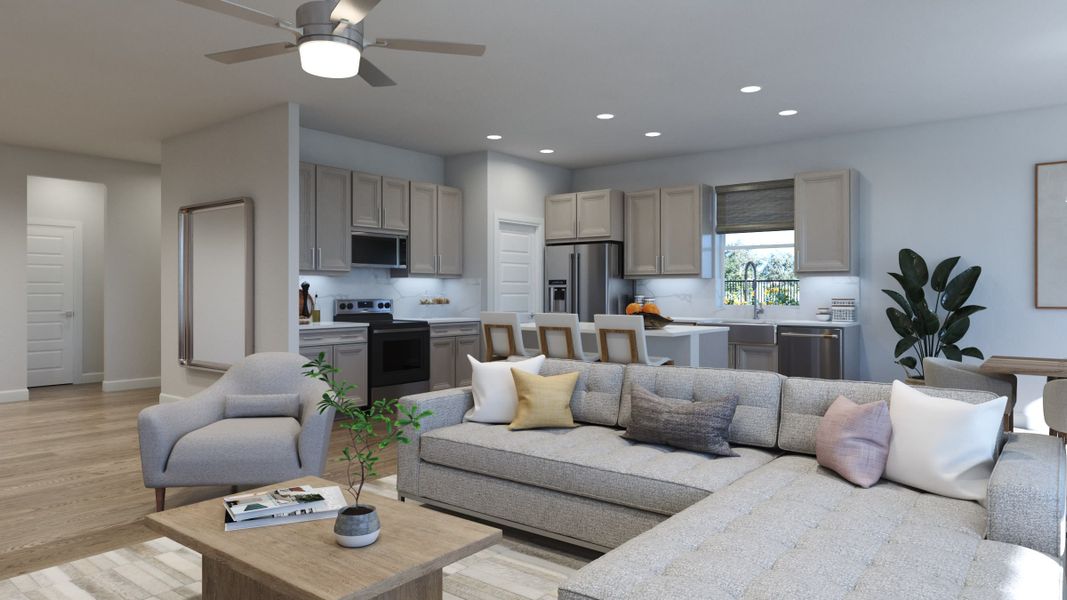 Great Room, Kitchen | Palisade | Courtyards at Waterstone | New homes in Palm Bay, FL | Landsea Homes