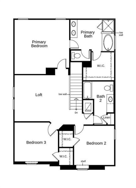 This floor plan features 3 bedrooms, 2 full baths, 1 half bath and over 2,000 square feet of living space.