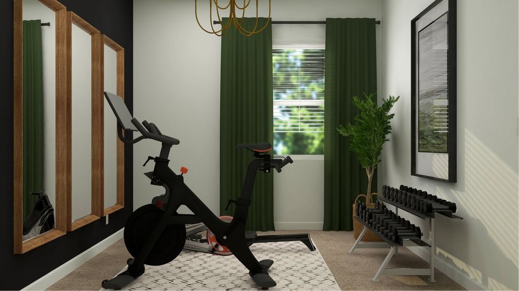 Bed 2 styled as a home gym