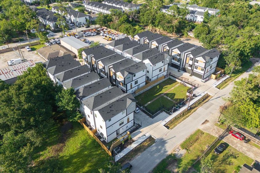 Aerial view of the development.