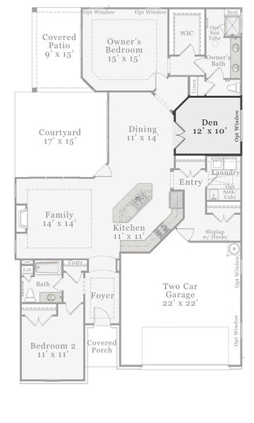 Optional - Den with French Doors