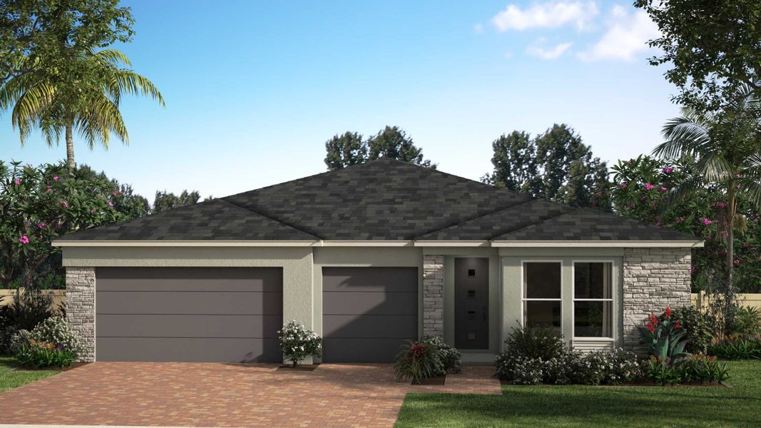 Modern Elevation | Cypress | Courtyards at Waterstone | New homes in Palm Bay, FL | Landsea Homes