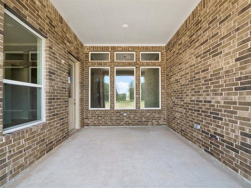 Covered patio in backyard