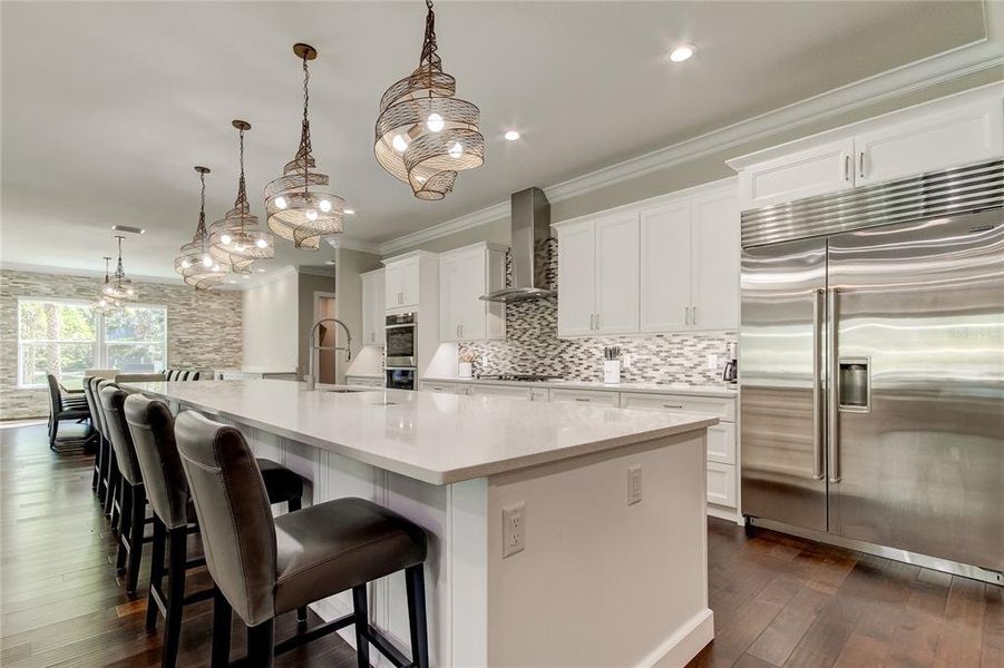 Kitchen with Sub-Zero fridge.