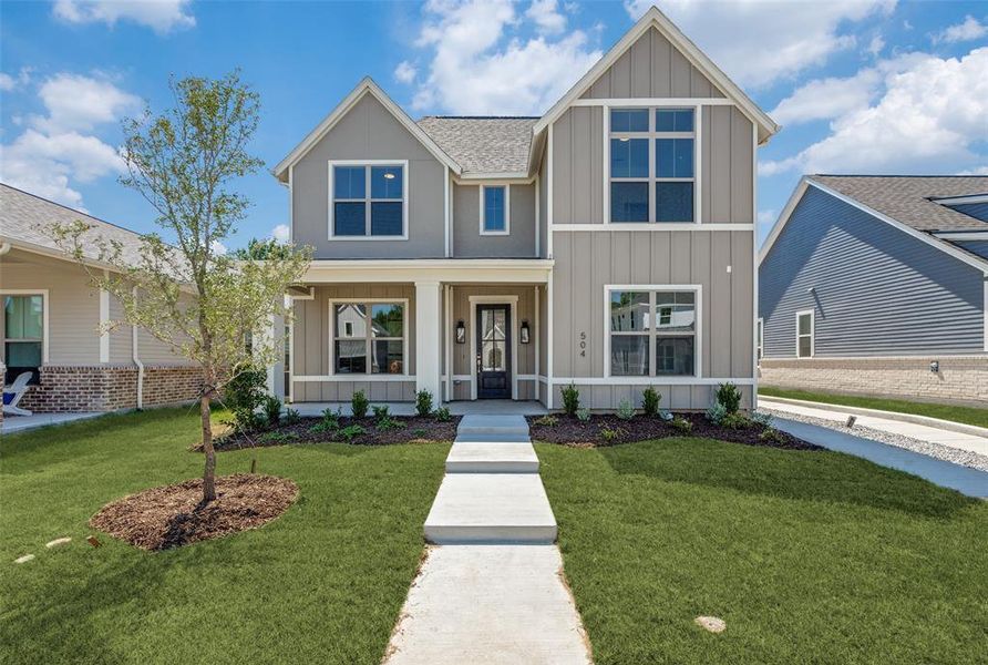 View of front of home with a front yard