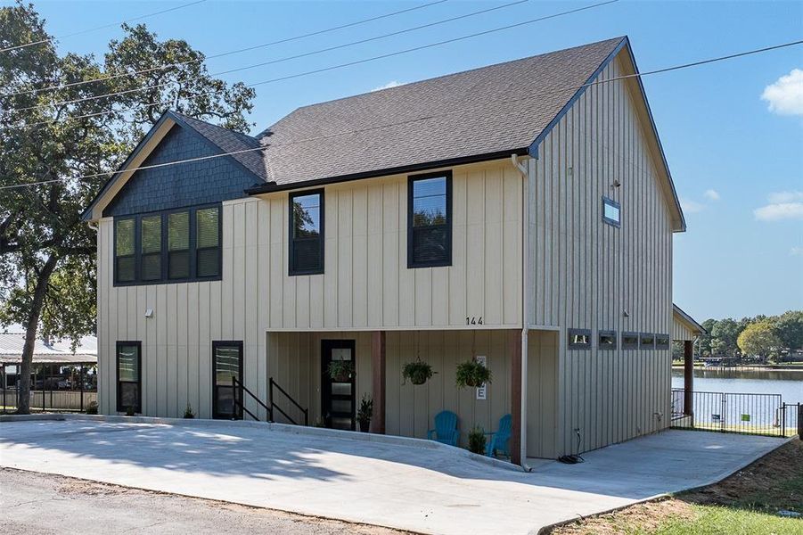 View of front of property with a garage