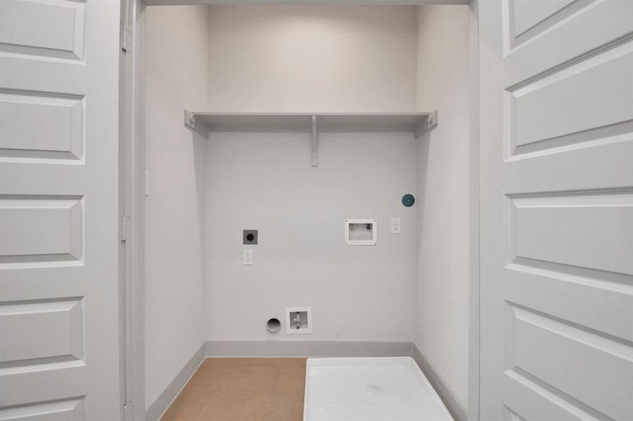 Laundry room with washer and dryer connections (gas and electric options)