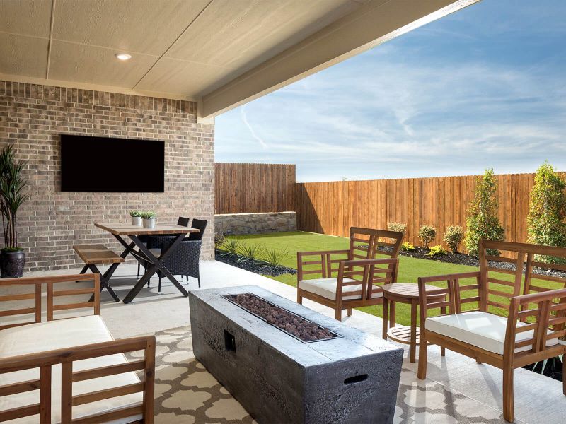 The included covered patio is perfect for outdoor entertaining.