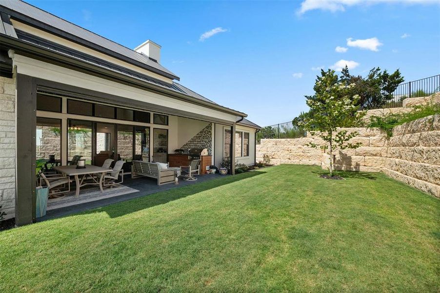 Landscaped limestone wall