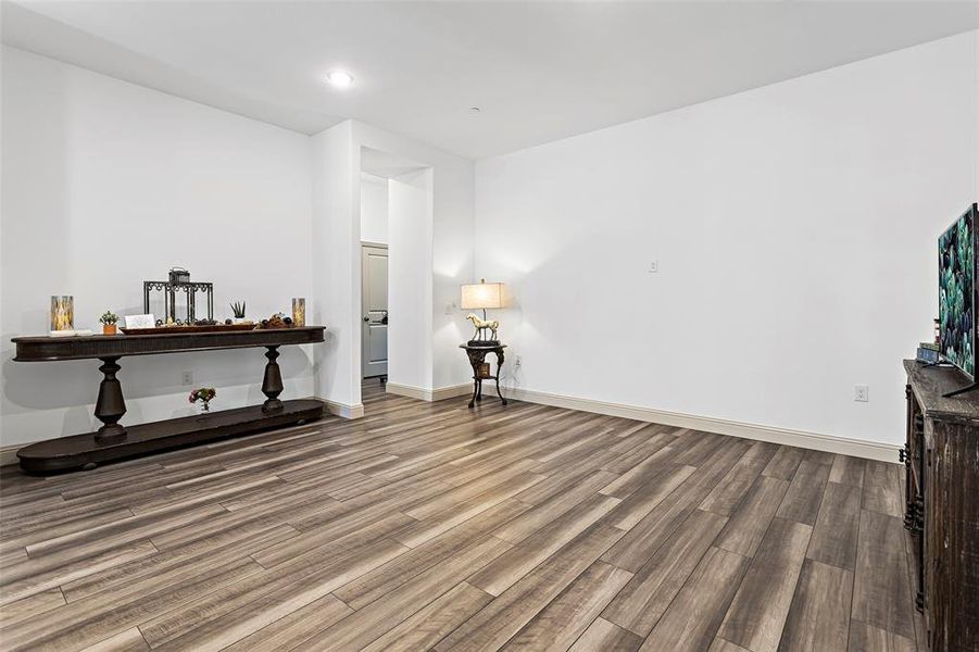 Living room featuring hardwood / wood-style flooring