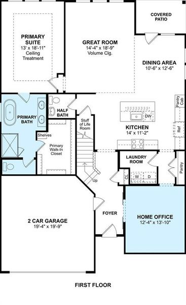 The Omaha floor plan by K. Hovnanian Homes. 1st Floor Shown. *Prices, plans, dimensions, features, specifications, materials, and availability of homes or communities are subject to change without notice or obligation.