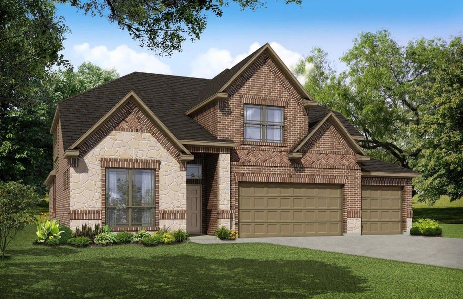 Elevation A with Stone | Concept 3015 at Lovers Landing in Forney, TX by Landsea Homes