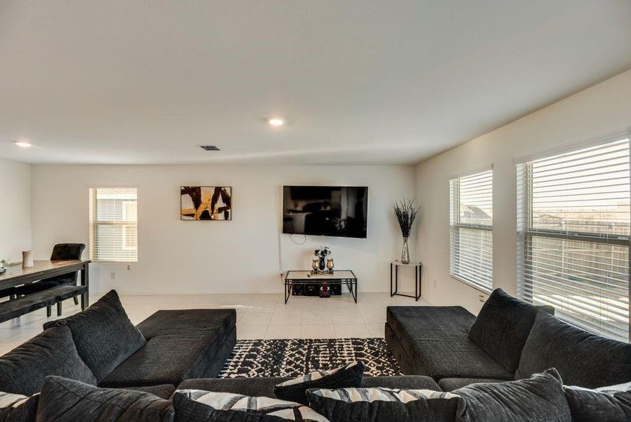 View of tiled living room