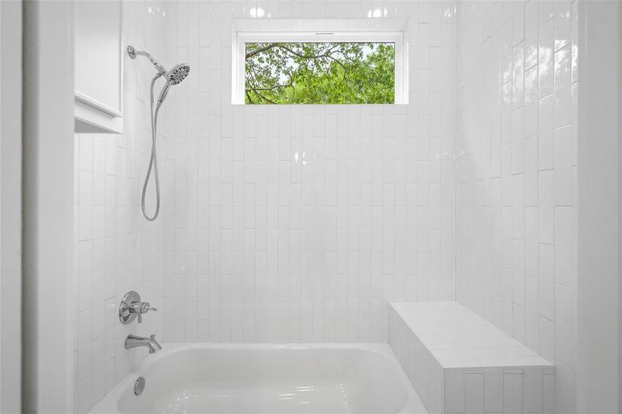 A look at the shared tub/shower on the second level.