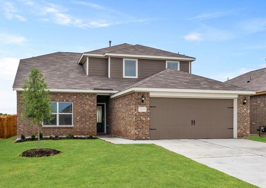 The Cypress is a beautiful two-story, brick home with siding details.