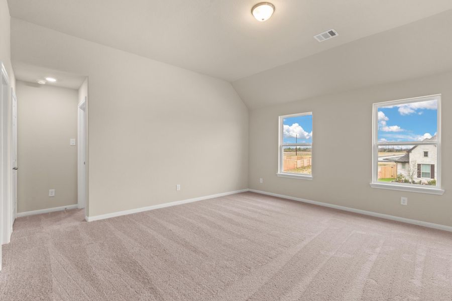 Upstairs game room. Note: Sample product photo - actual exterior and interior selections may vary by homesite