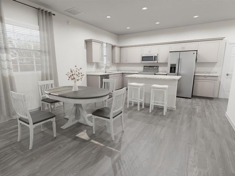 Enjoy your beautiful open kitchen with professionally selected features. (Artists` rendering of the Brynn)
