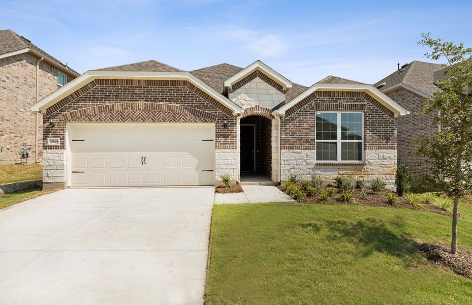 McKinney home design with stone, brick, and 2-car garage