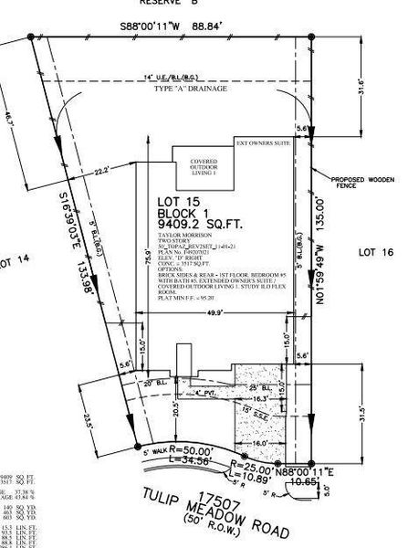 17507 Tulip Meadow Road preliminary plot plan