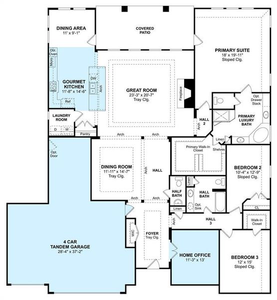 The Samuel floor plan by K. Hovnanian® Homes. 1st Floor shown. *Prices, plans, dimensions, features, specifications, materials, and availability of homes or communities are subject to change without notice or obligation.