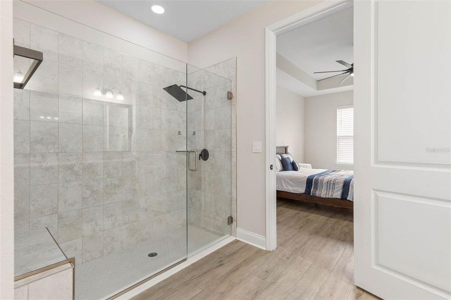 Large Glass Shower with Rain Shower Head