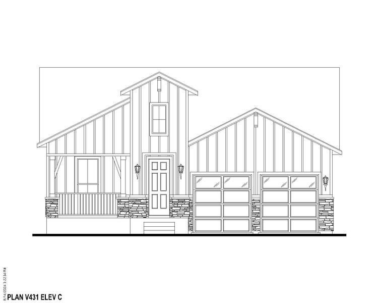 Plan V431 Elevation C w/ Stone