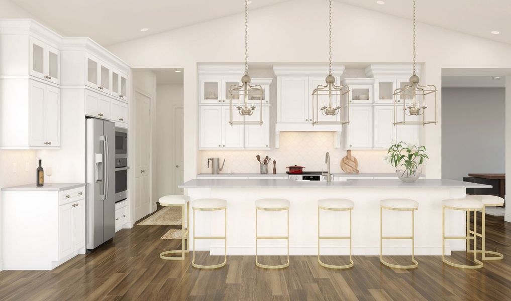 Classic Look kitchen with glass upper cabinets