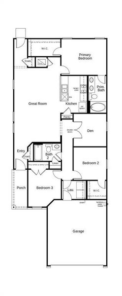 This floor plan features 3 bedrooms, 2 full baths, and over 1,400 square feet of living space.