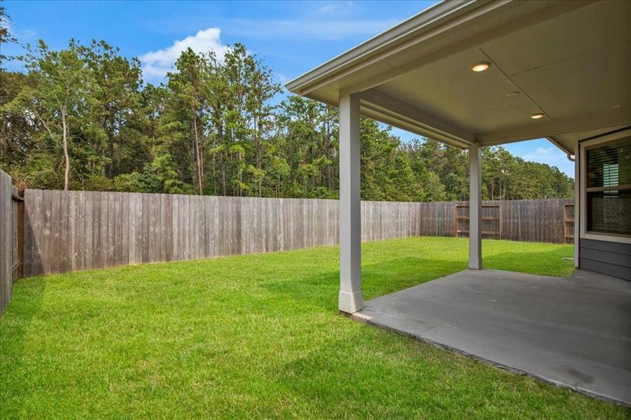 Private fenced backyard with no back yard neighbors.