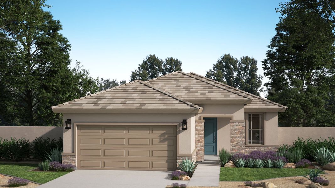 Desert Prairie Elevation with Optional Stone | Madera | Sunrise - Canyon Series | Surprise, AZ | Landsea Homes