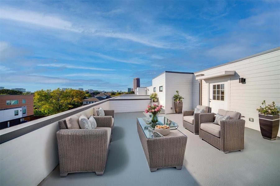 View of patio / terrace with a balcony and outdoor lounge area